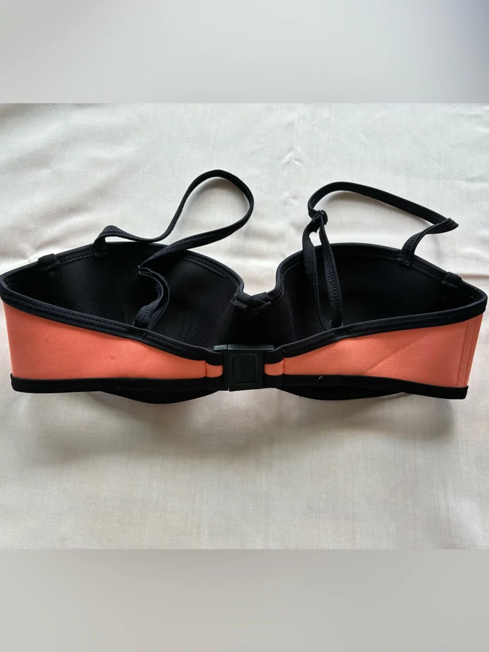 triangl swimwear Black Bikini Strap with Coral Accent